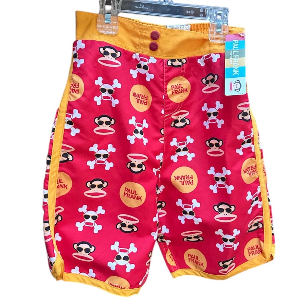 Paul Frank Kids Swimming Trunks Shorts 5T Red and Yellow Shorts NWT